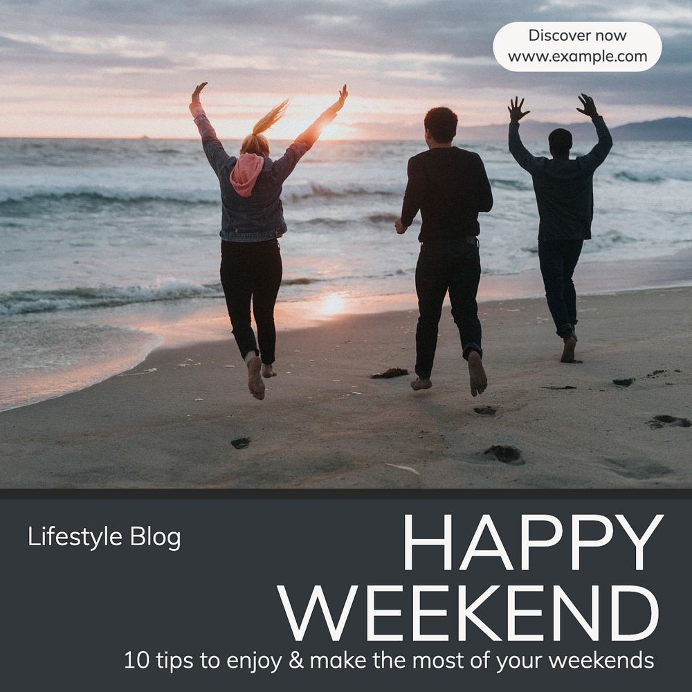 Happy weekend Instagram post template, editable social media design