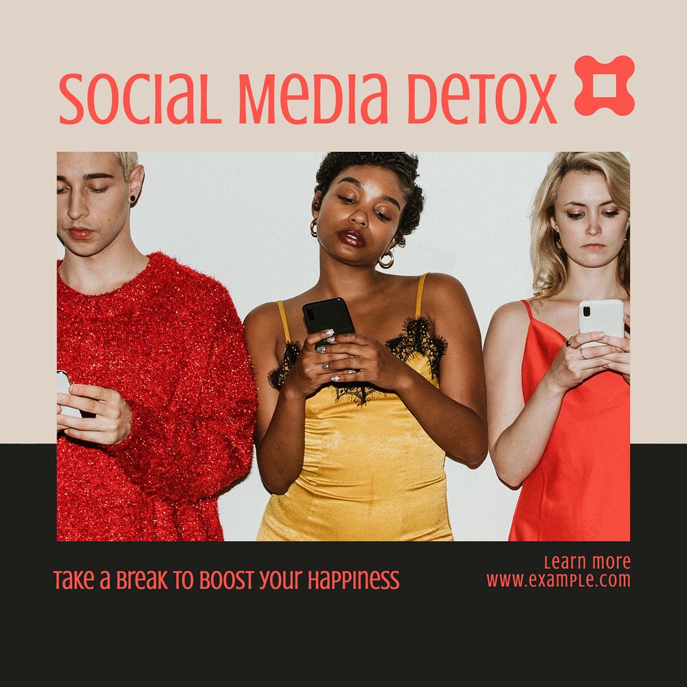 Social media detox Instagram post template, editable text