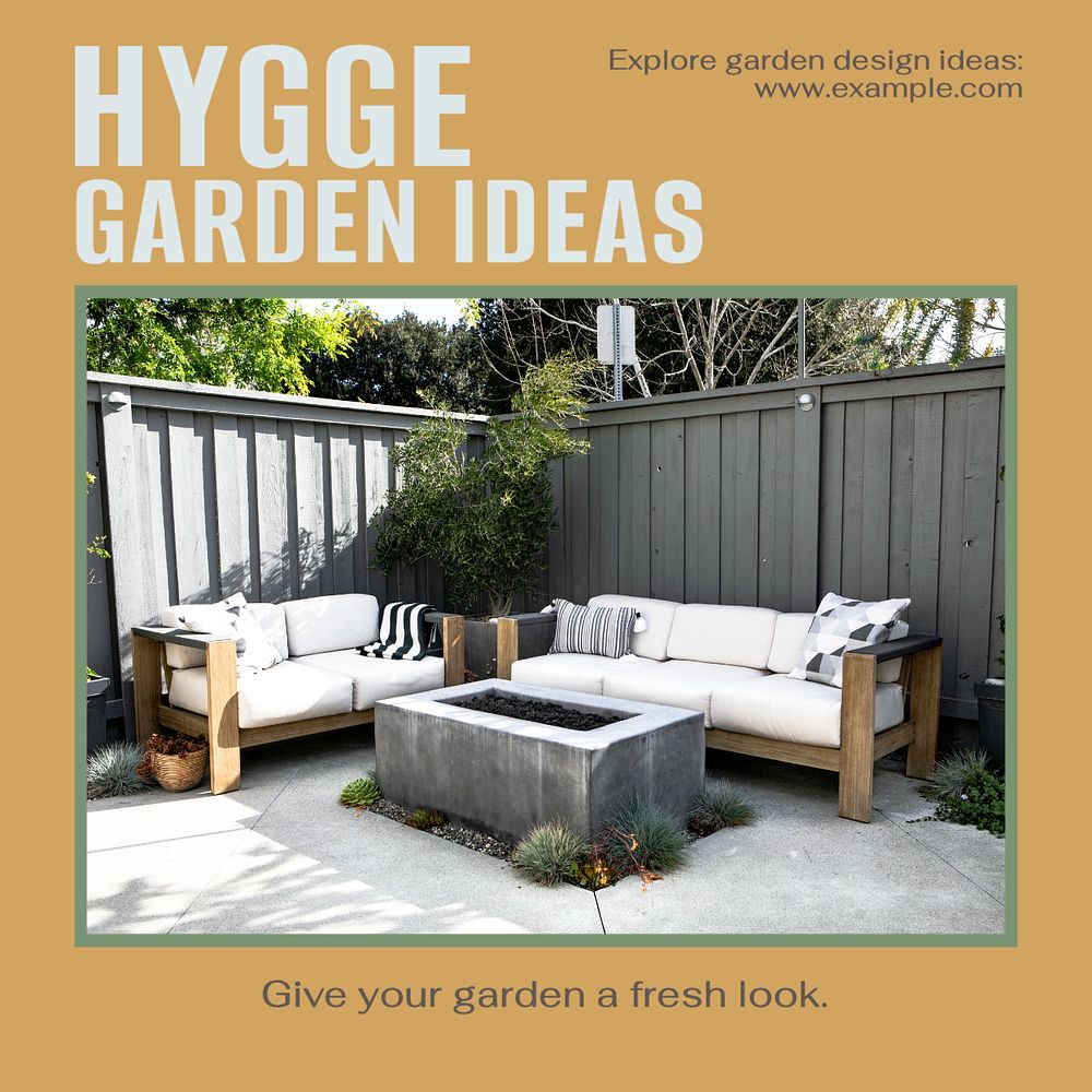 Hygge garden Instagram post template, editable text