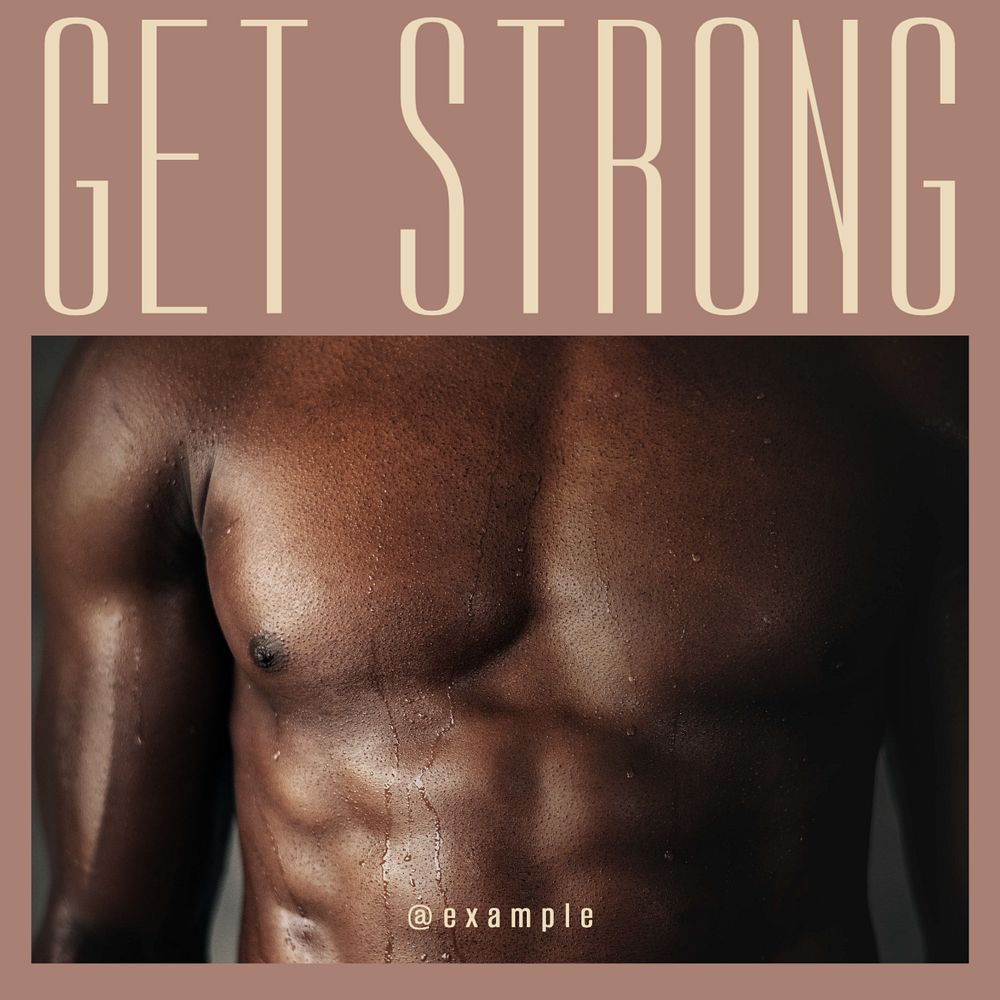 Get strong Instagram post template, editable text