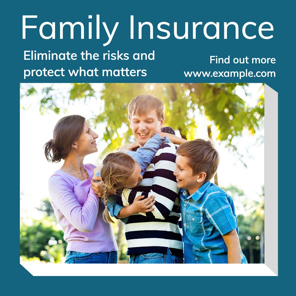 Family insurance Instagram post template, editable text