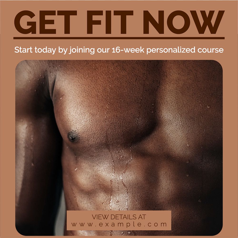 Fitness & workout course Instagram post template, editable text