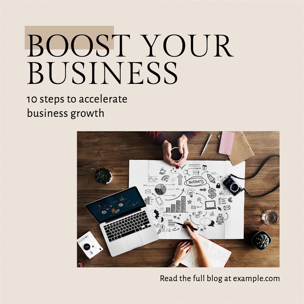 Boost business Instagram post template, editable text