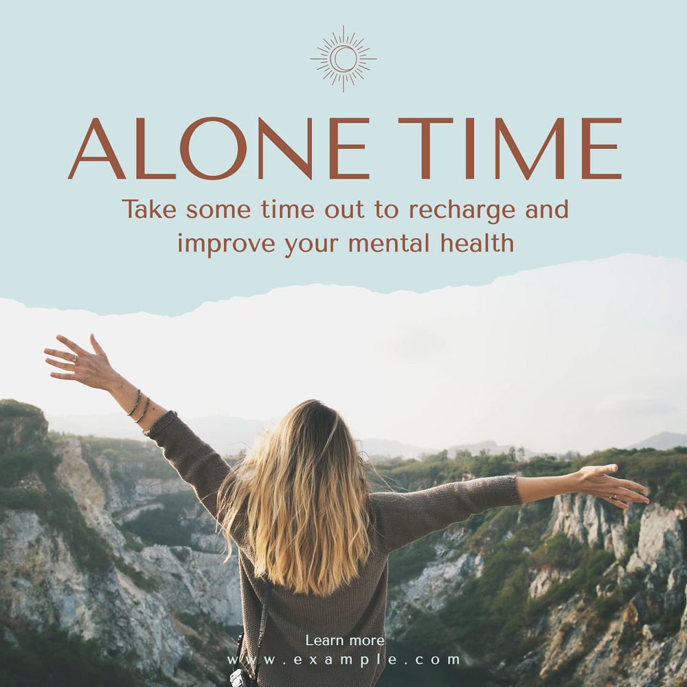 Alone time Instagram post template, editable text