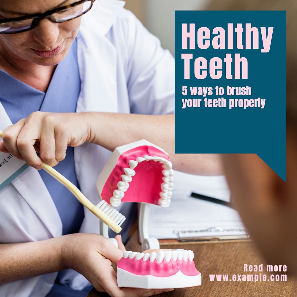 Healthy teeth Instagram post template, editable text