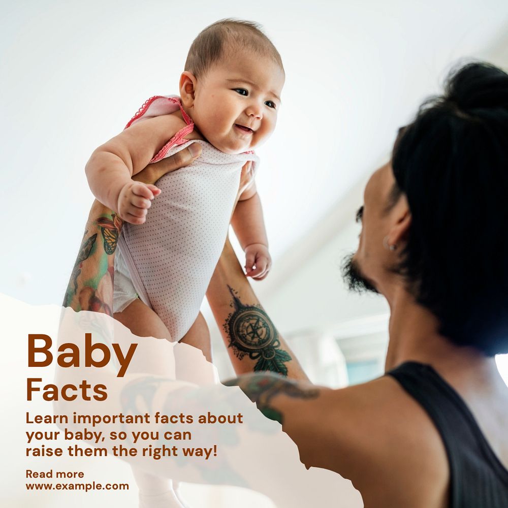 Baby facts Instagram post template, editable text