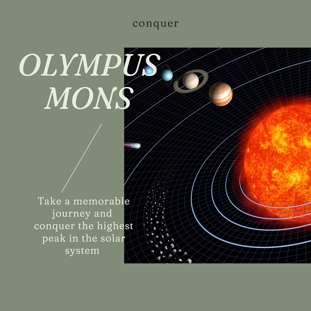 Conquer Olympus Mons Instagram post template, editable text