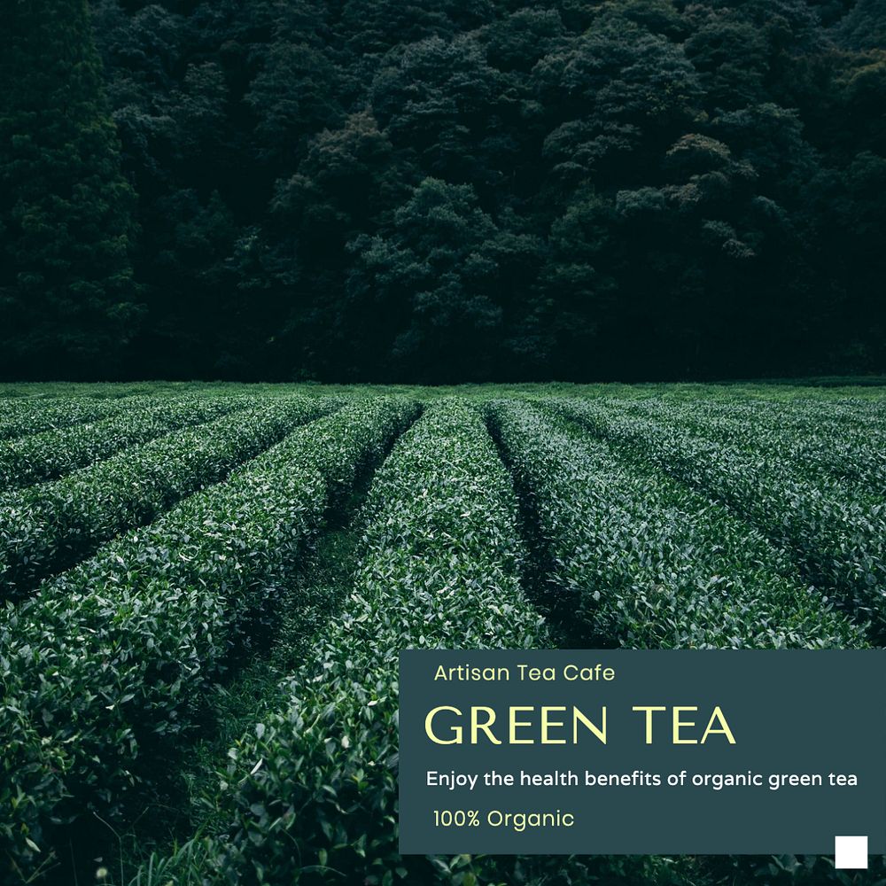 Green tea Instagram post template, editable social media design