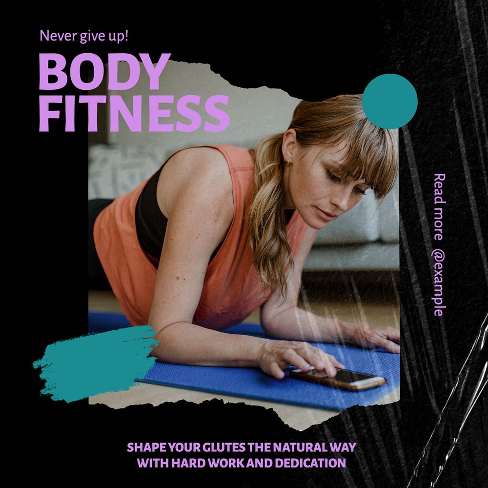 Fitness Instagram post template, editable text