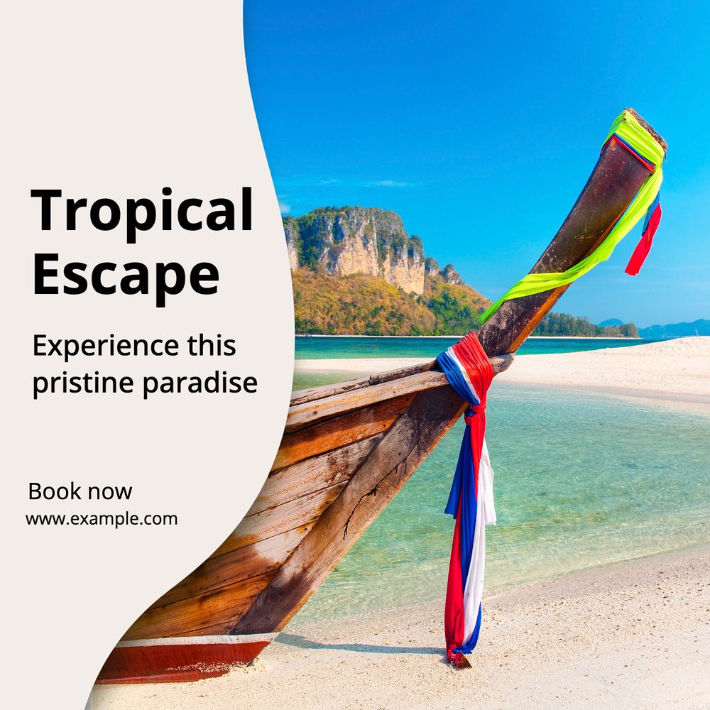 Tropical escape Instagram post template, editable text