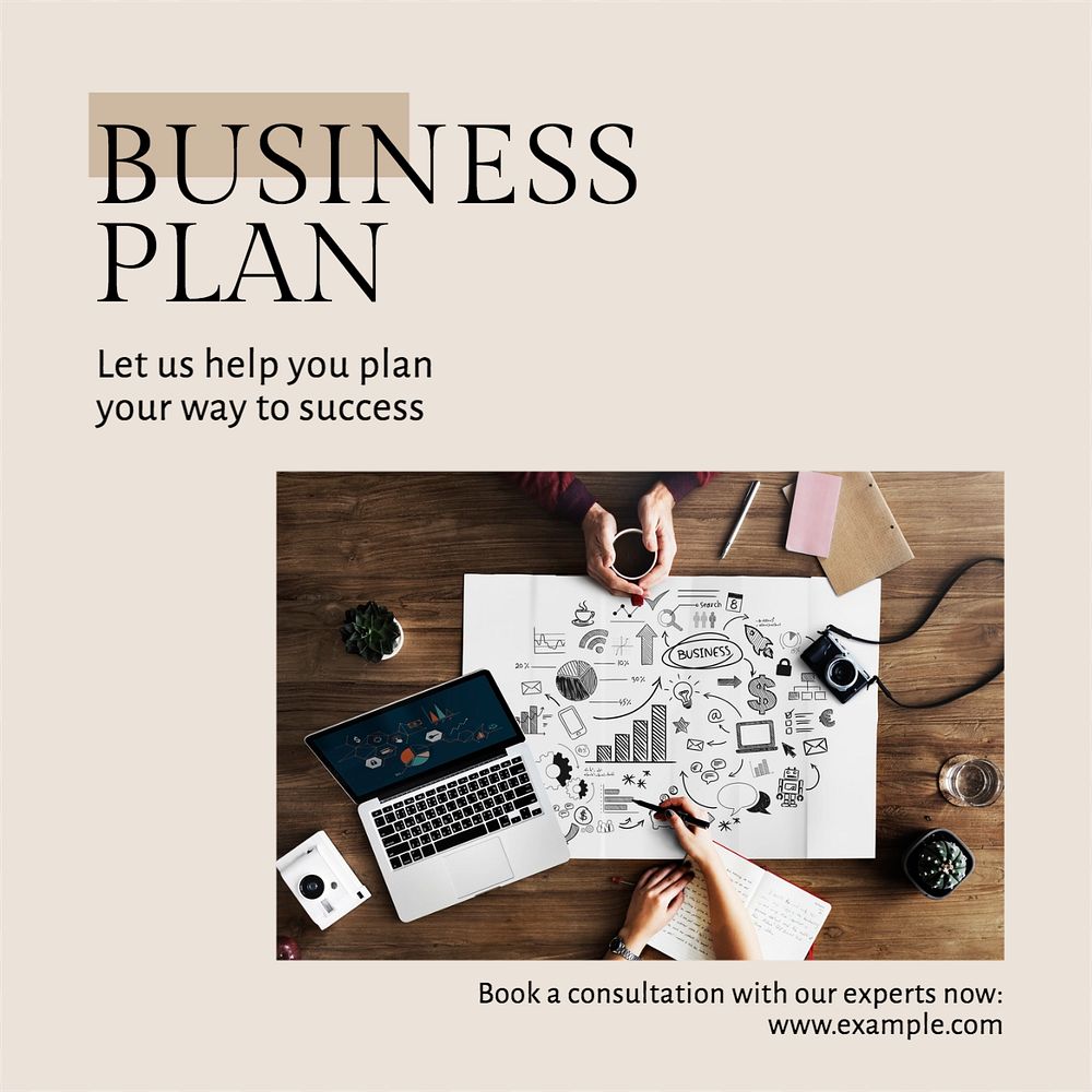 Business plan Instagram post template, editable text