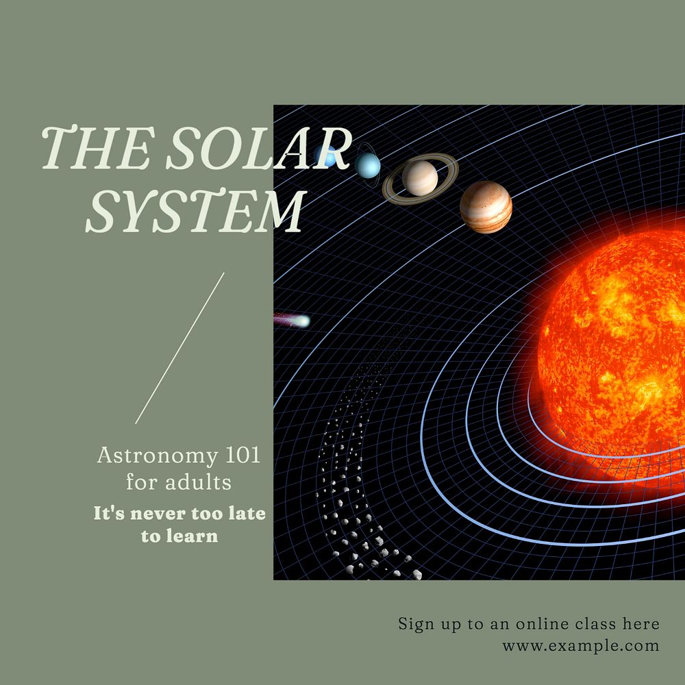 Solar system class Instagram post template, editable text