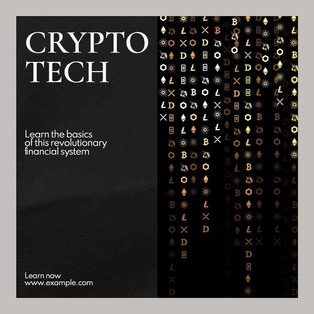 Crypto tech Instagram post template, editable text