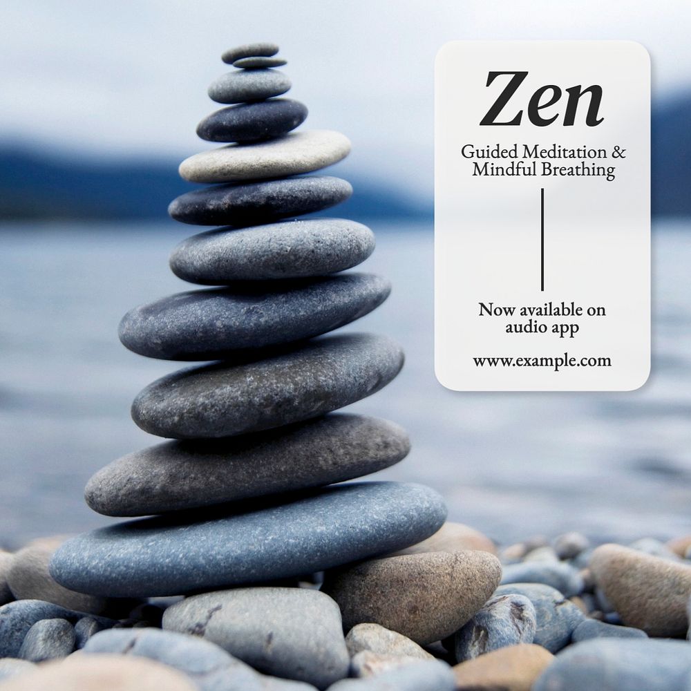 Zen meditation Instagram post template, editable text