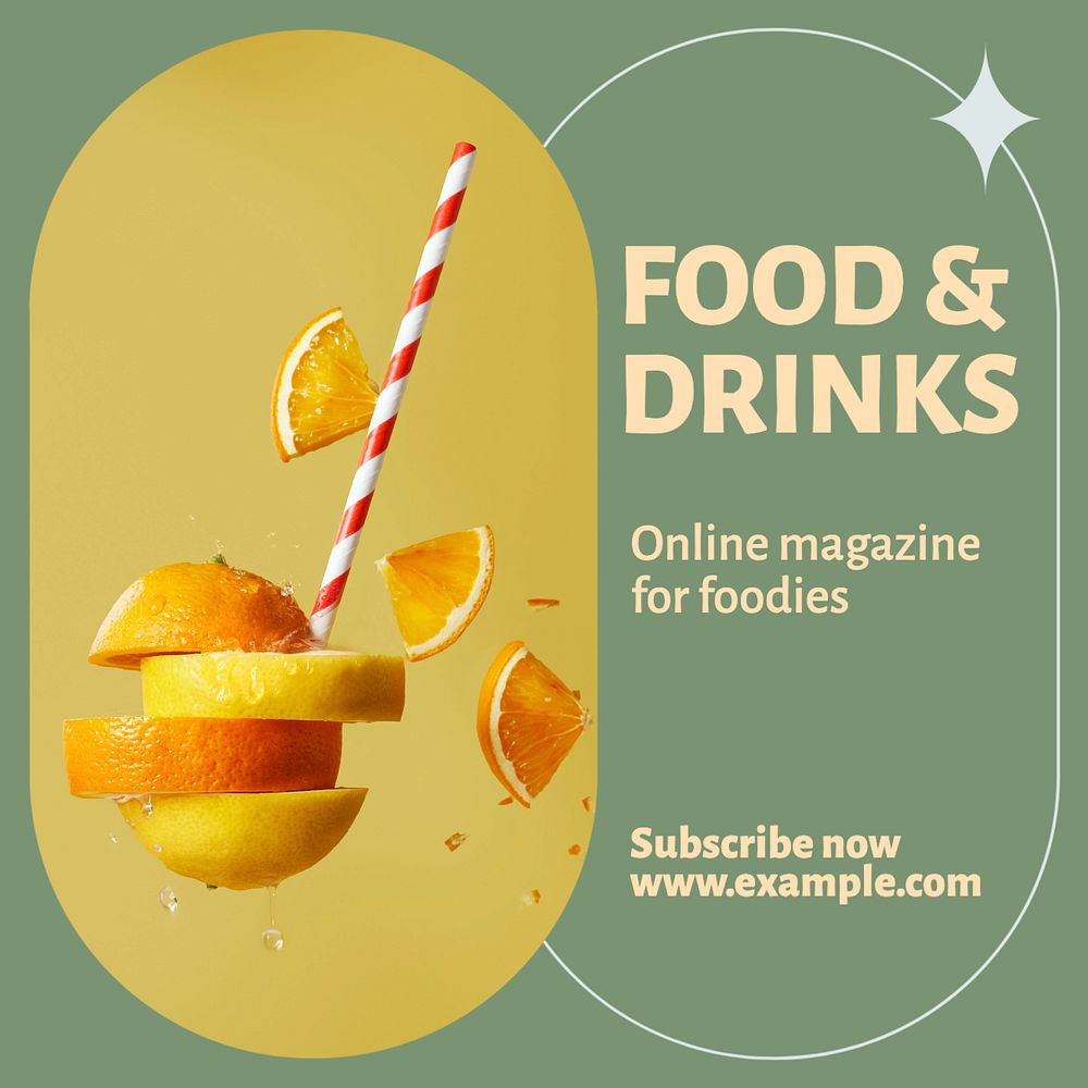 Food & drinks magazine Instagram post template, editable social media design