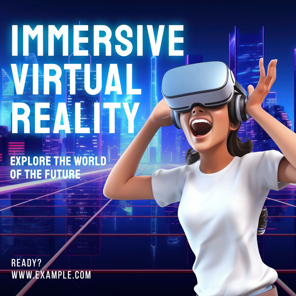 Immersive VR Instagram post template, editable text