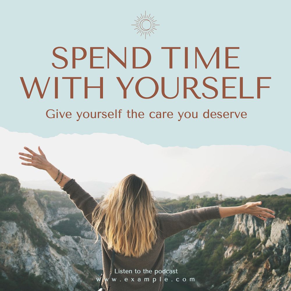 Self love podcast Instagram post template, editable text