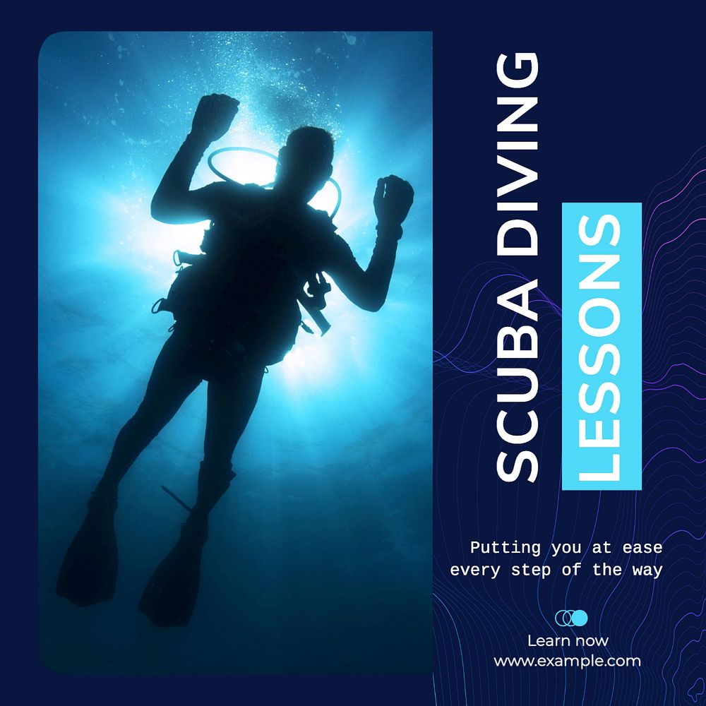 Scuba diving lessons Instagram post template, editable text