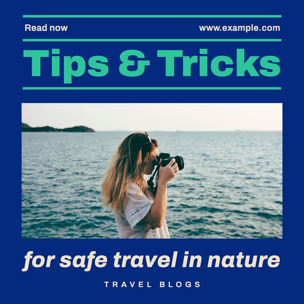 Travel tips Instagram post template, editable text