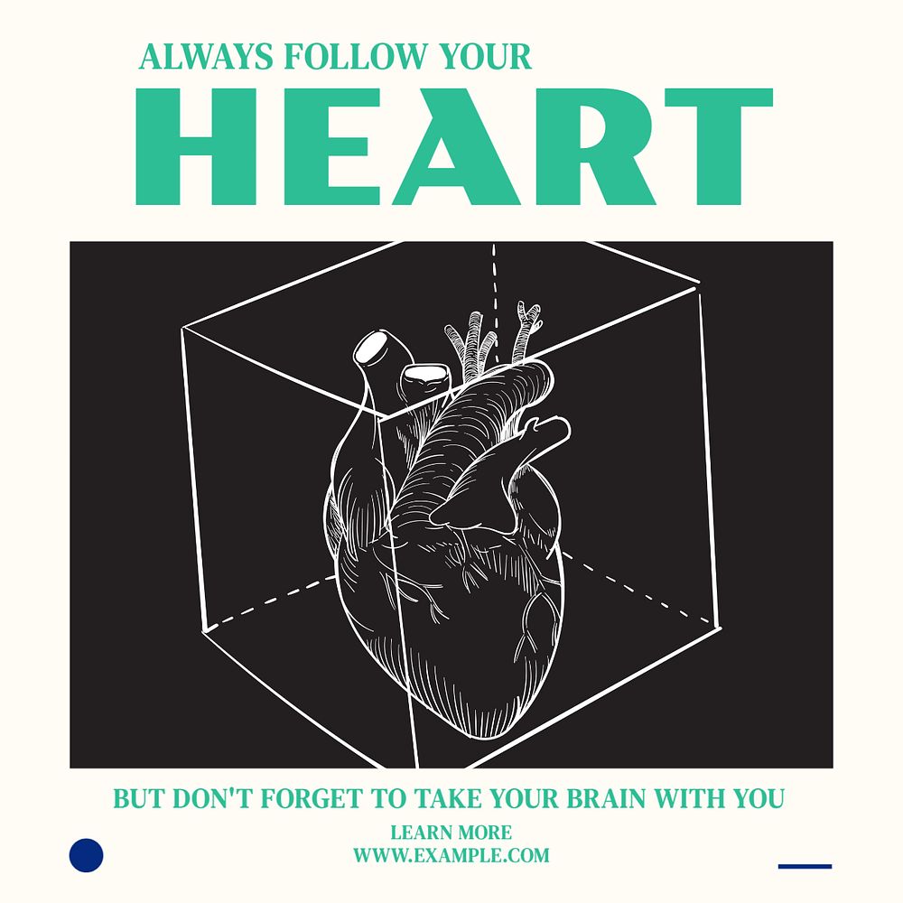 Follow your heart Instagram post template, editable text