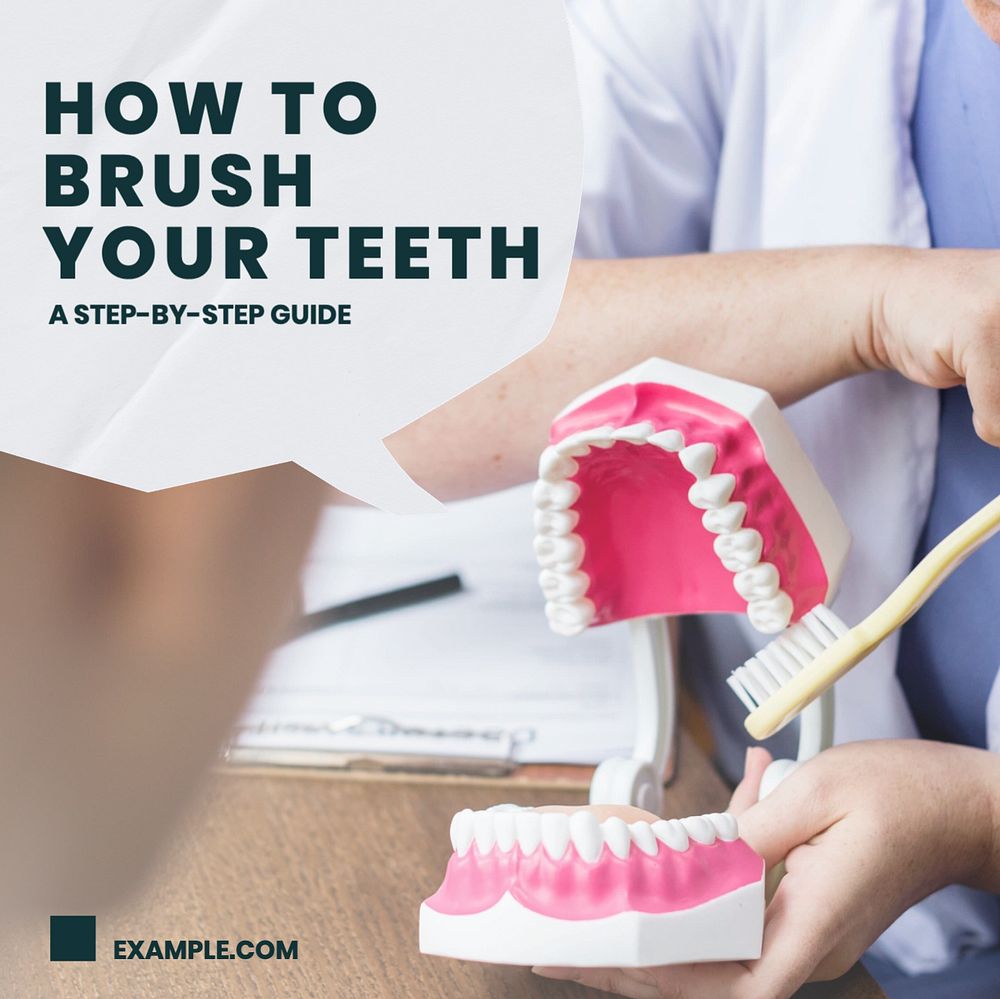 Brushing teeth guide Instagram post template, editable text