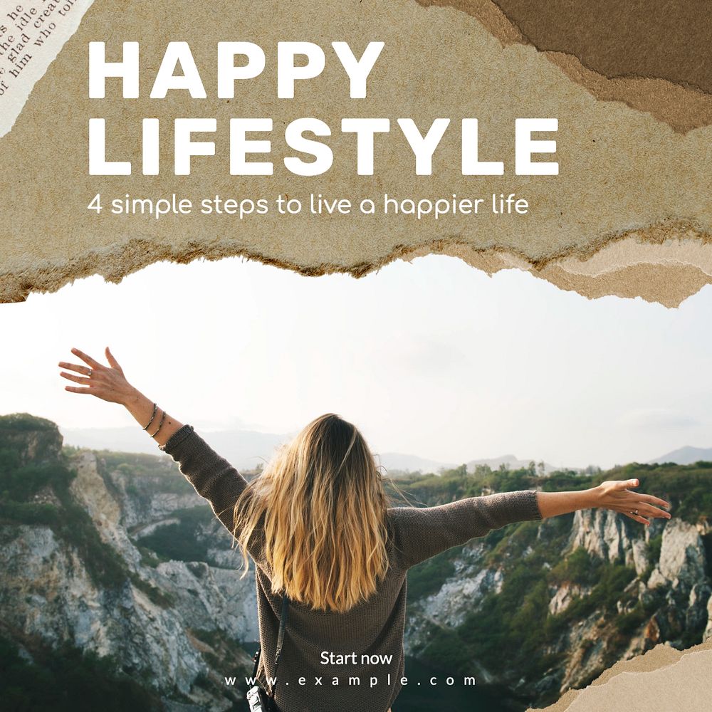 Happy lifestyle Instagram post template, editable text