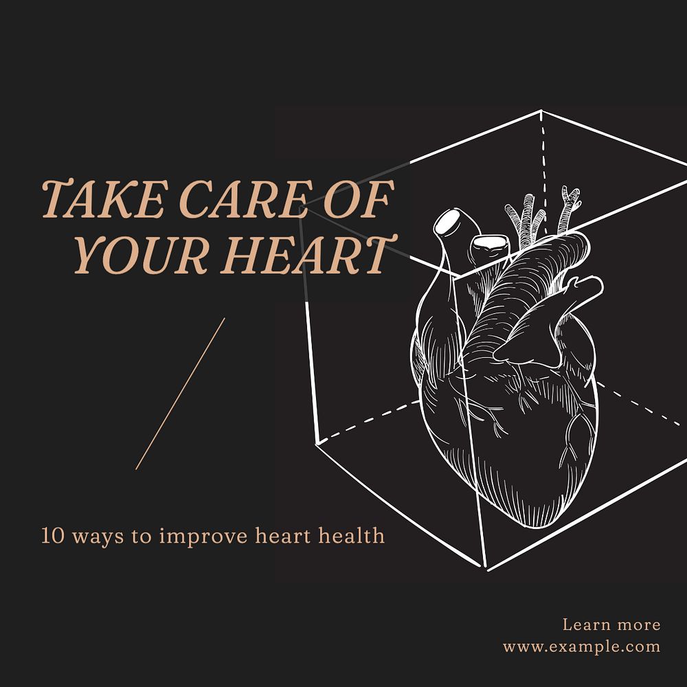 Heart health Instagram post template, editable text