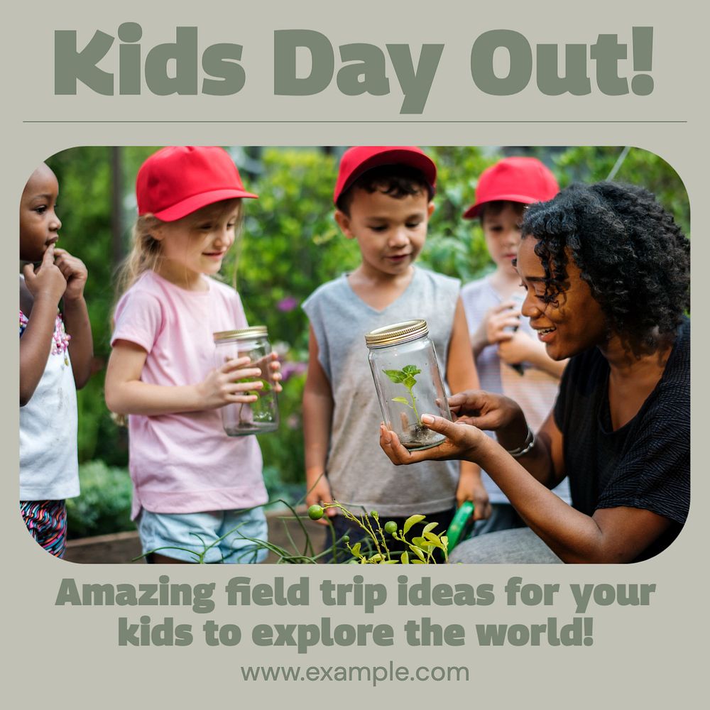 Kids day out Instagram post template, editable social media design