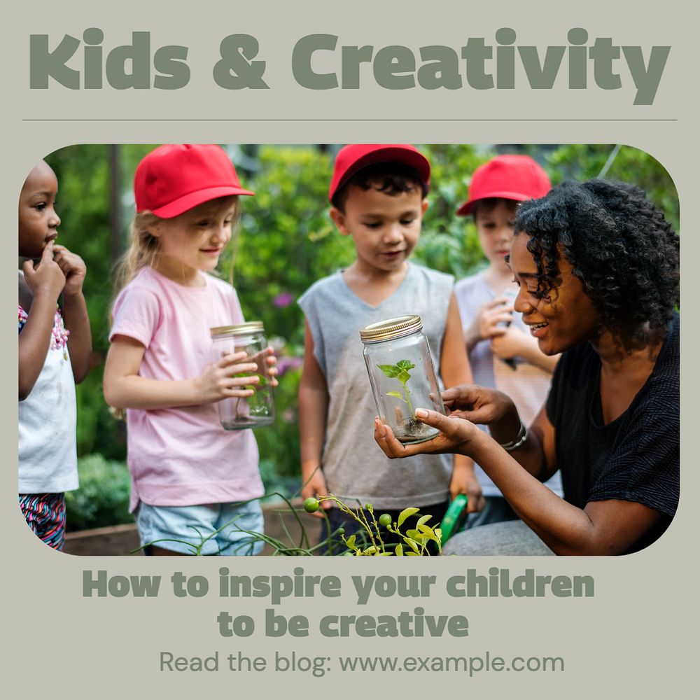 Kids & creativity Instagram post template, editable social media design