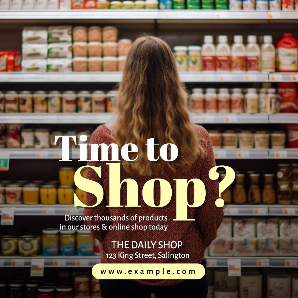 Shopping time Instagram post template, editable text