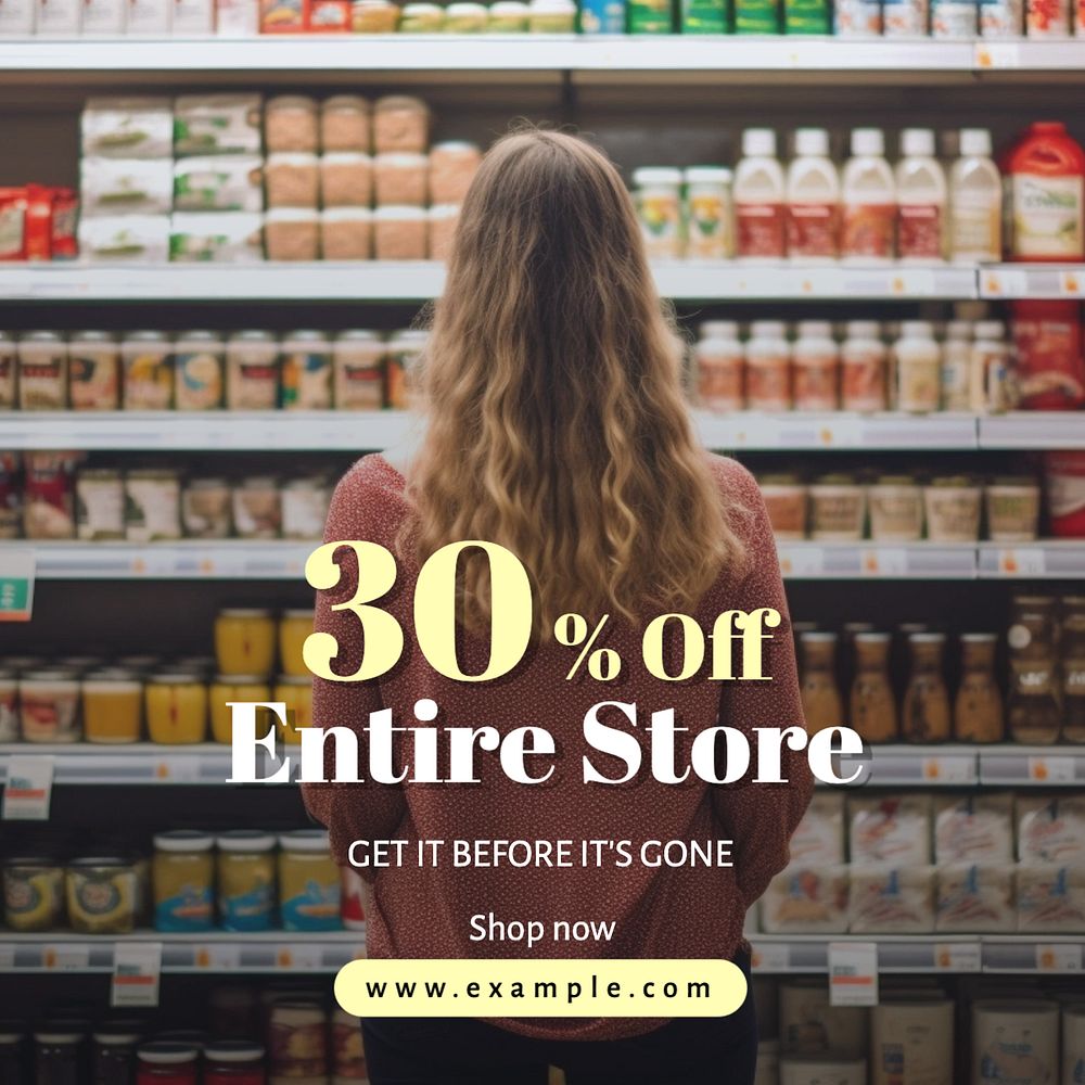 30% off entire store Instagram post template, editable text