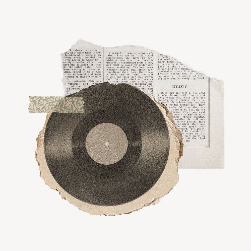 PNG Retro vinyl, ripped paper design