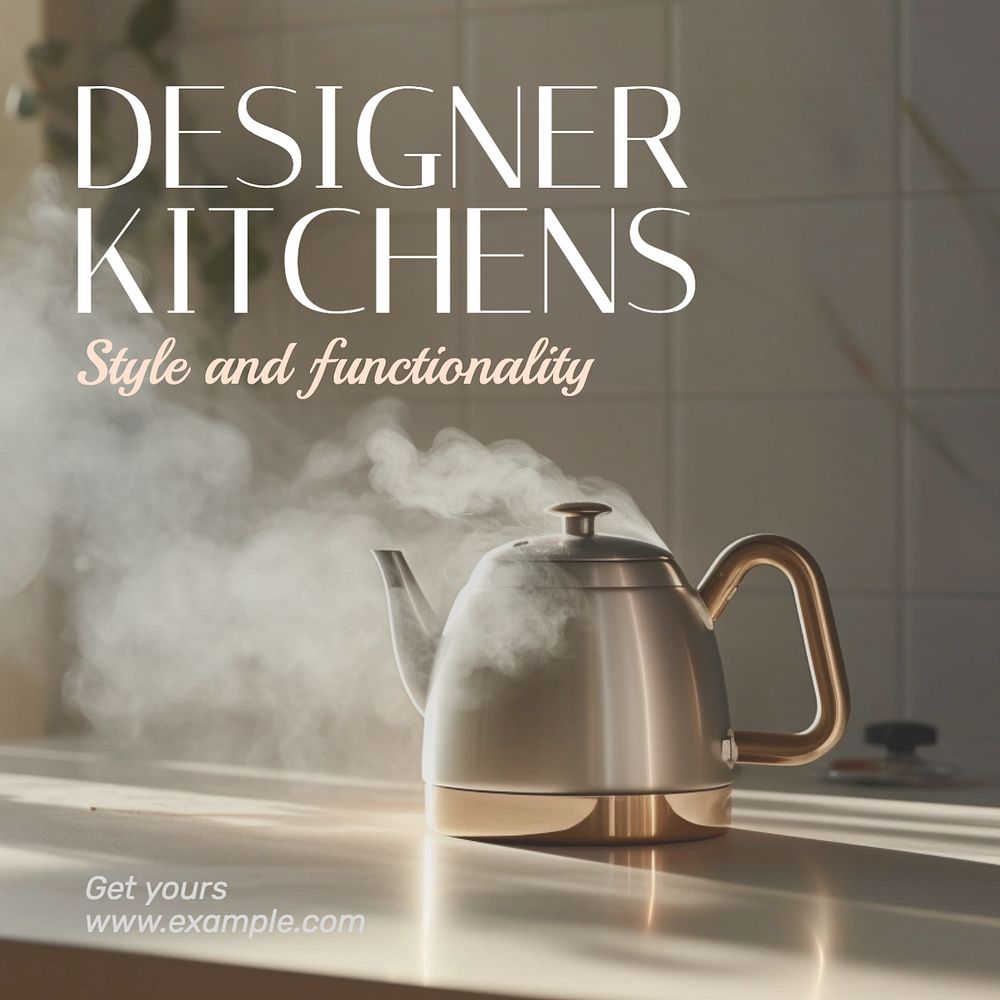 Kitchen design Instagram post template, editable text