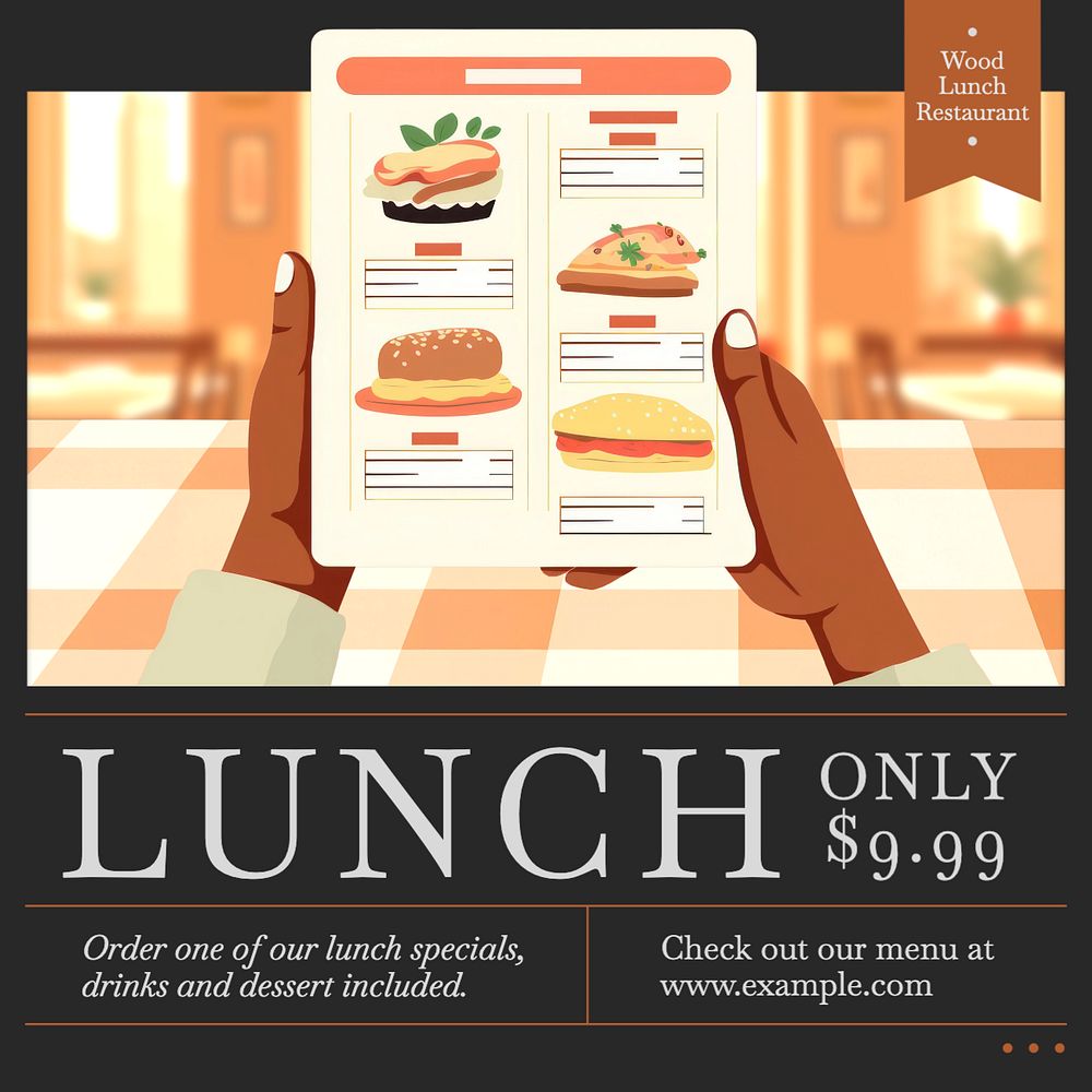 Lunch Instagram post template, editable text