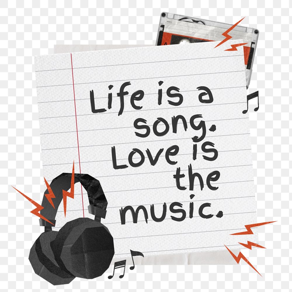 Music quote, headphones paper craft remix, editable design