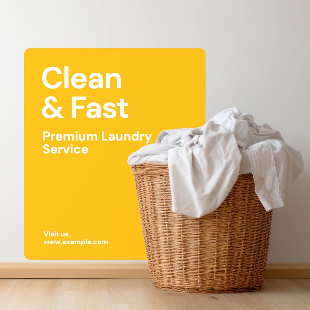 Laundry service Instagram post template, editable text