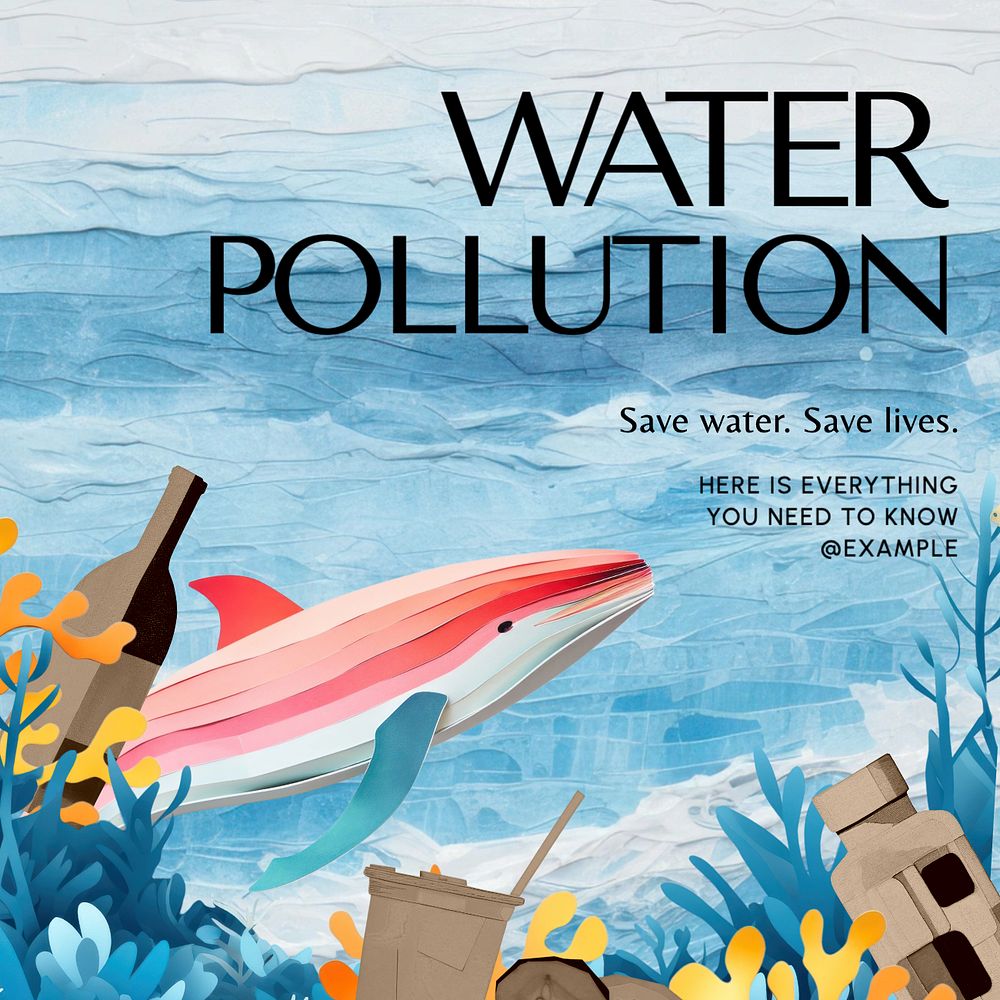 Water pollution Instagram post template, editable text