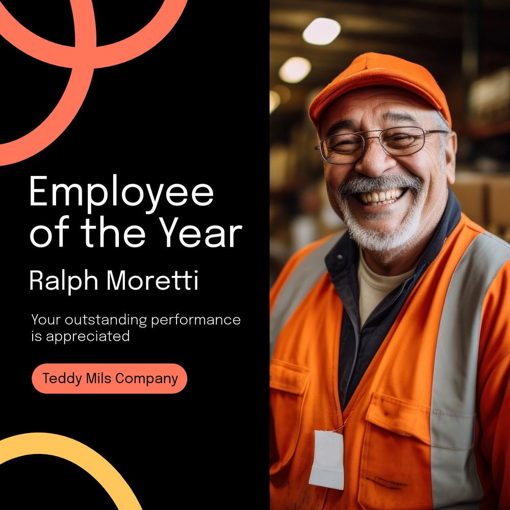 Employee of the year post template, editable social media design