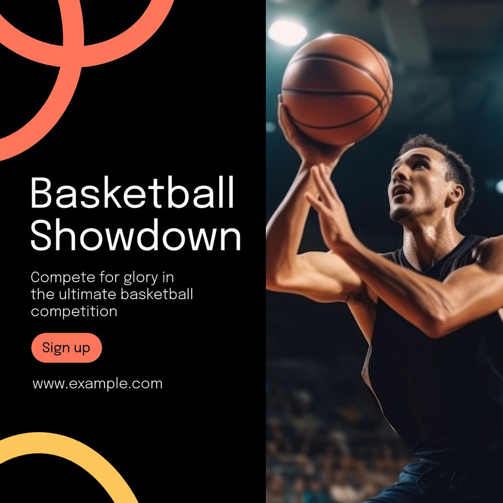 Basketball showdown post template, editable social media design