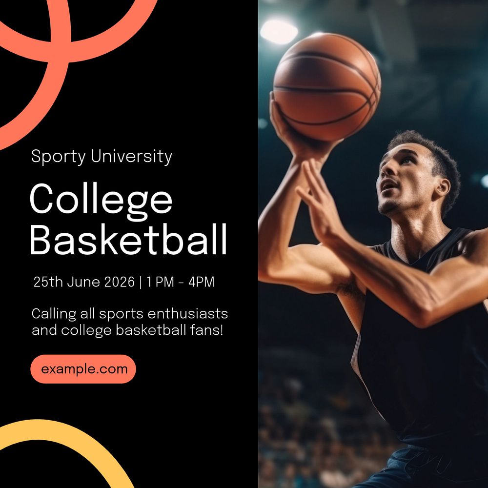 College basketball post template, editable social media design