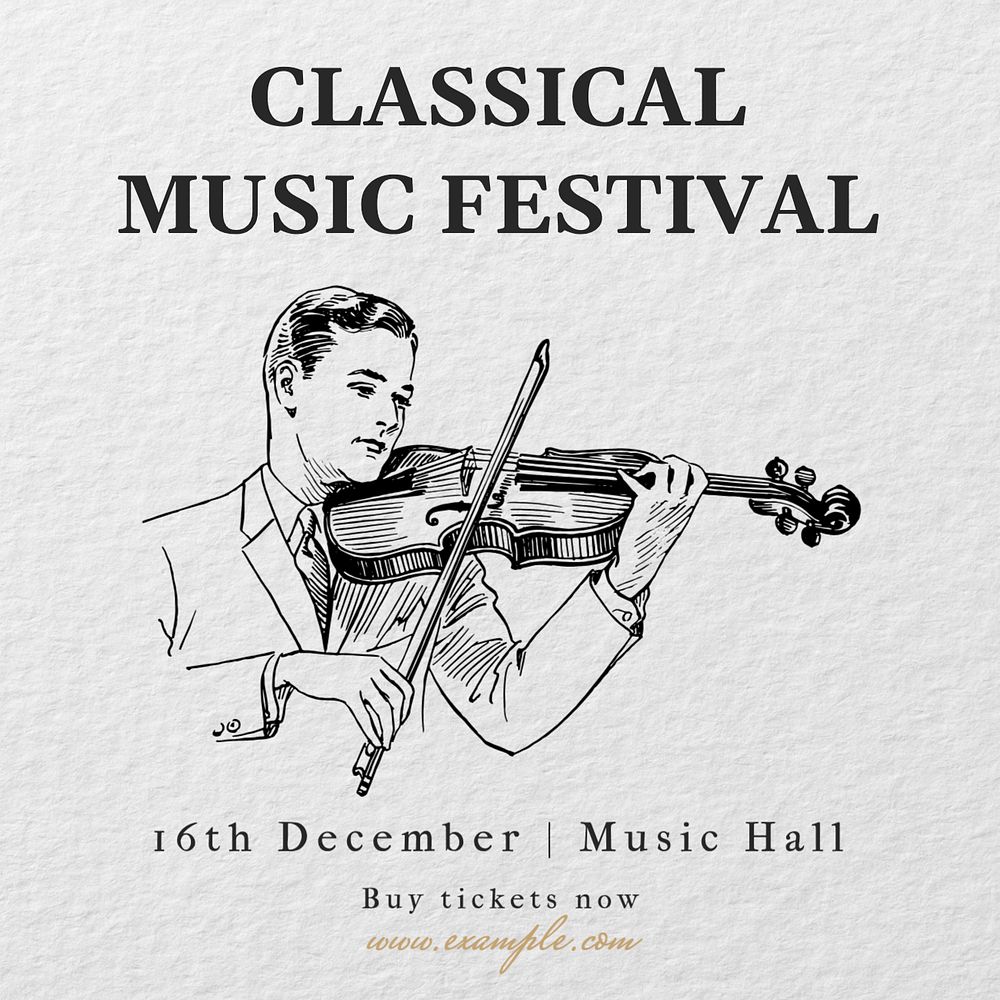 Classical music festival Instagram post template, editable social media design