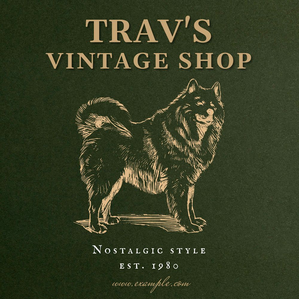 Vintage shop Instagram post template, editable social media design