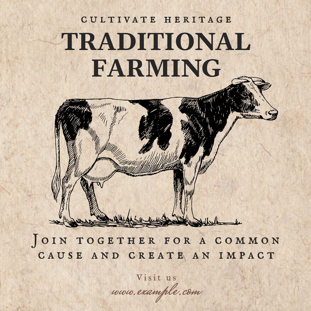 Traditional farming Instagram post template, editable social media design