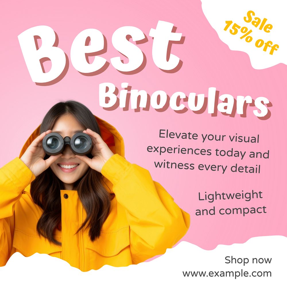 Best binoculars Instagram post template, editable text