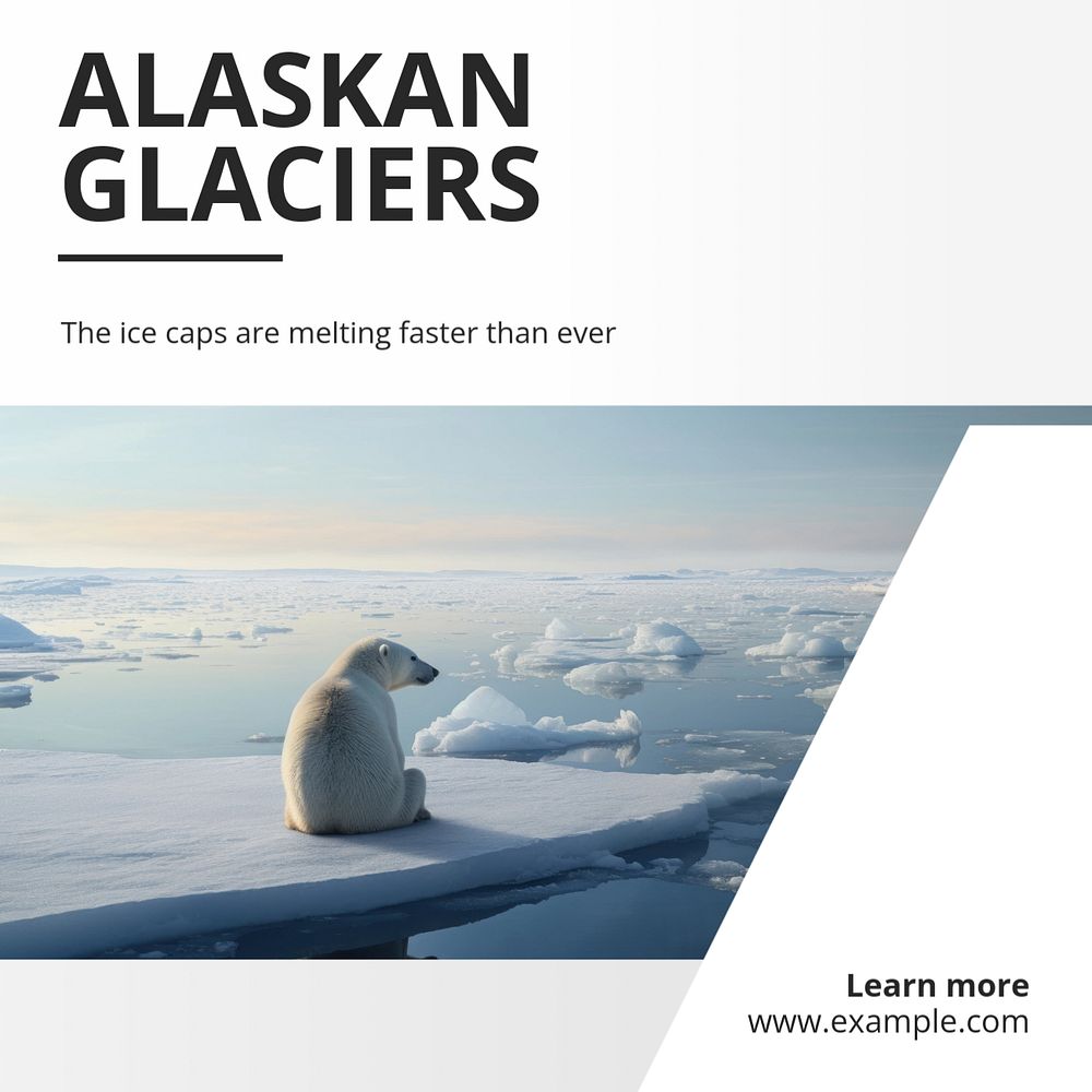 Alaskan glaciers Instagram post template, editable social media design