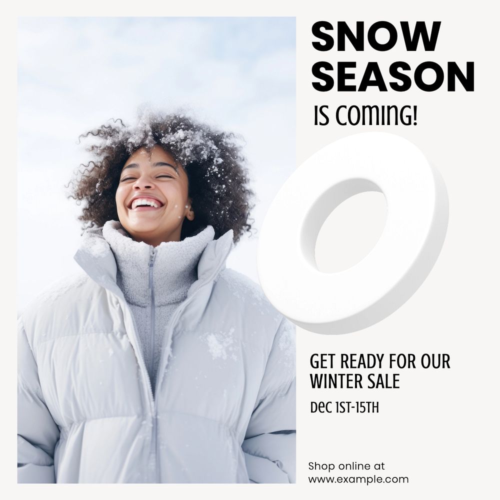 Snow & winter sale Instagram post template, editable social media design