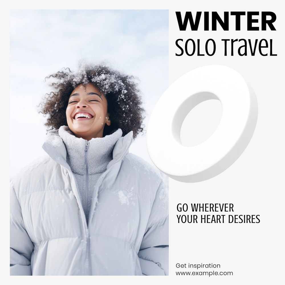 Winter Solo Travel Instagram post template, editable social media design