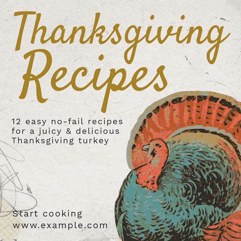 Thanksgiving recipe Instagram post template, editable text