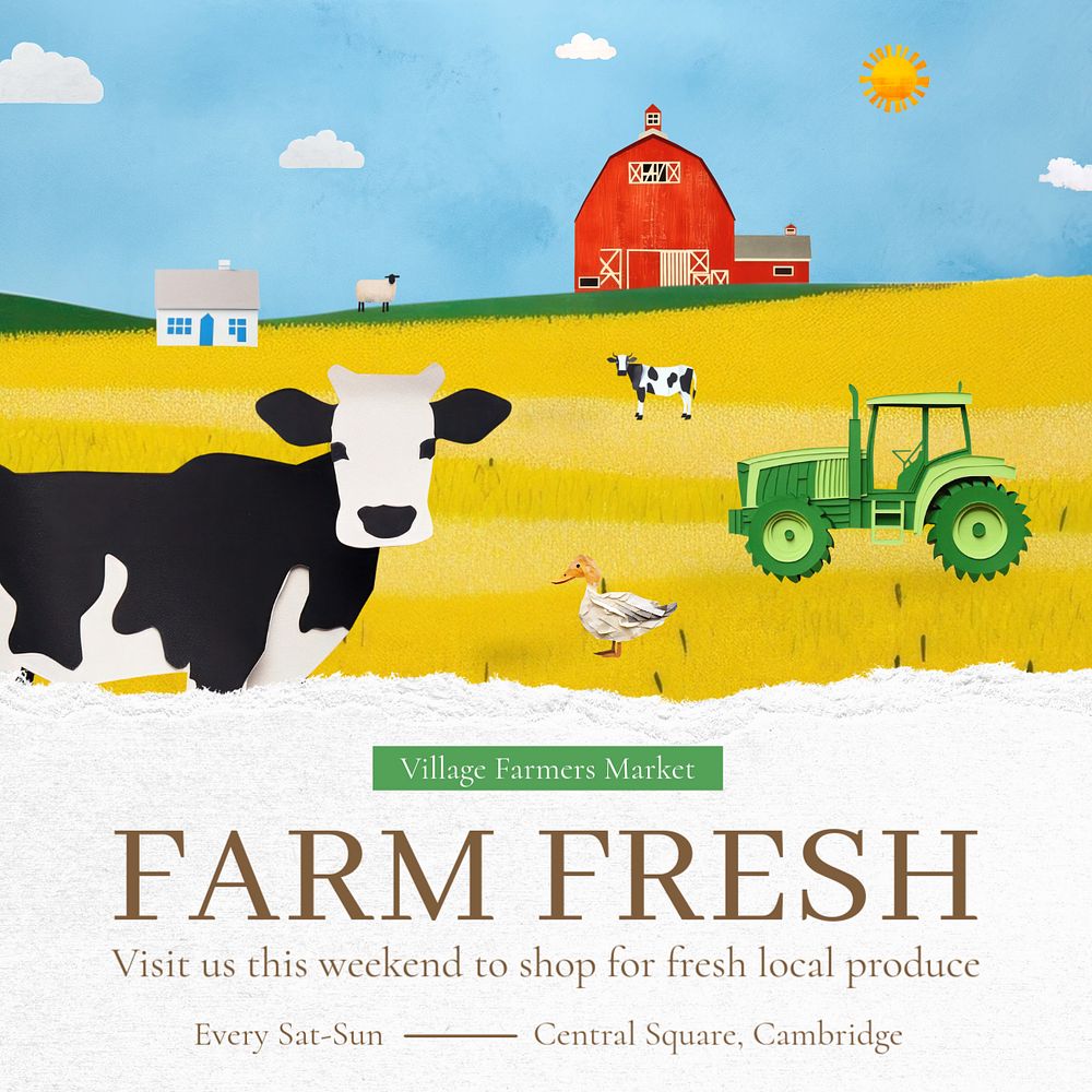 Farm fresh Instagram post template, editable text