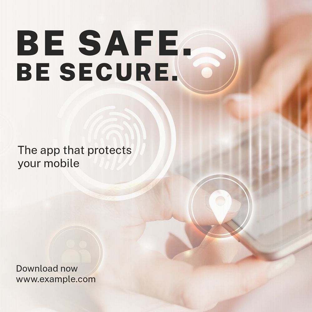 Phone security Instagram post template, editable text